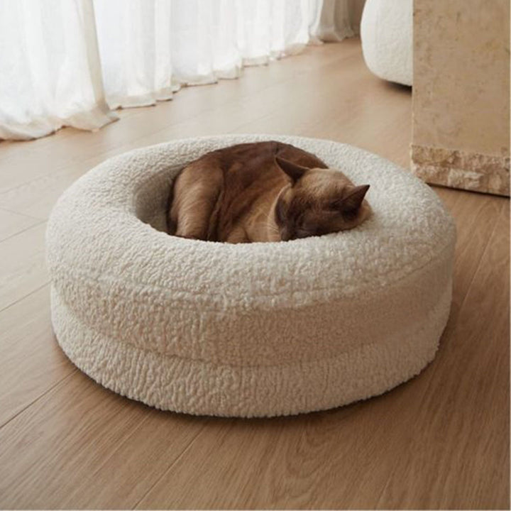 Solid Color Leisure Cat Nest – Soft Round Lambswool Bed (3 Sizes, 5 Colors)