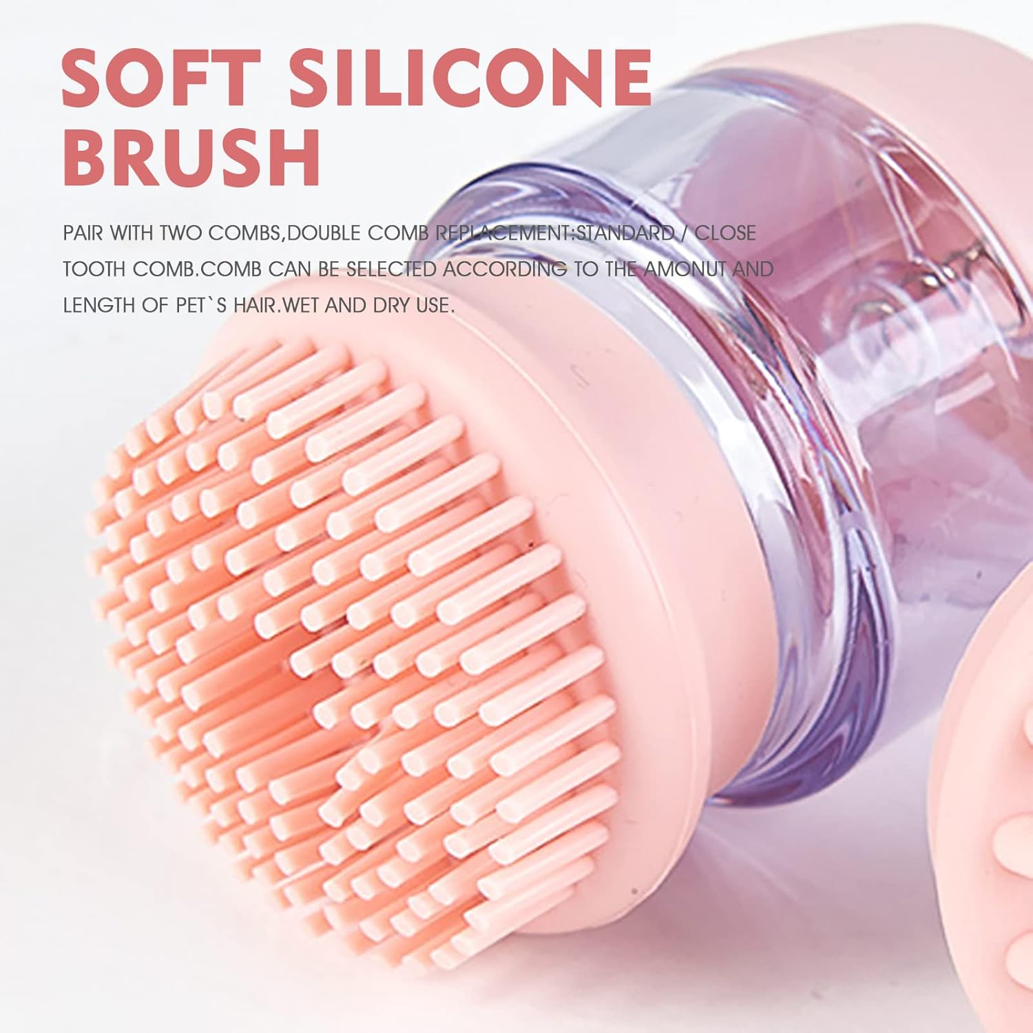Silicone Pet Bathing and Grooming Brush with Shampoo Dispenser for Cats and Dogs