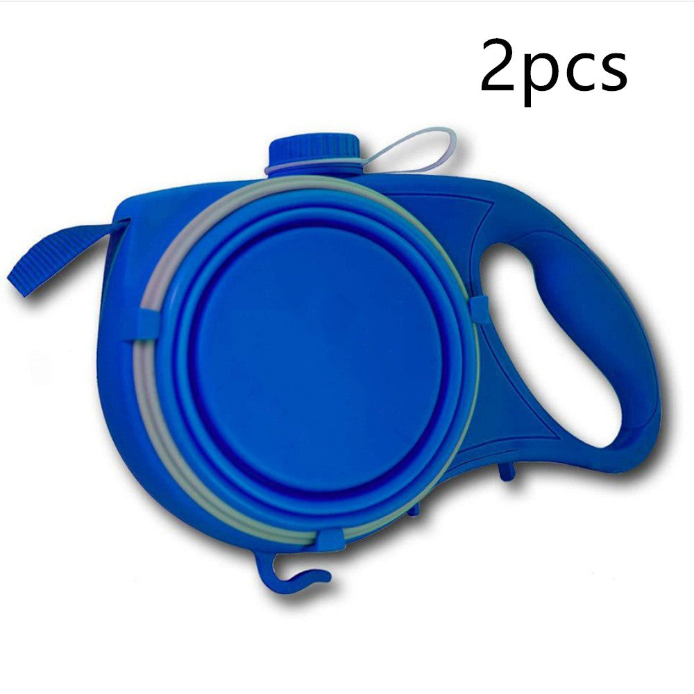 Multifunctional Retractable Dog Leash – 360° Tangle-Free with Folding Bowl (Blue, Red, Black)