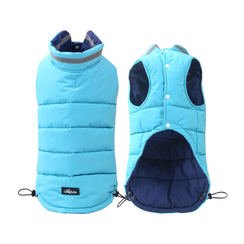Reflective Waterproof Dog Vest – Thickened Outdoor Jacket in Blue & Green (S–5XL)