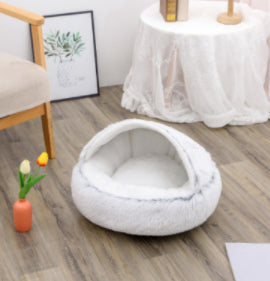 Plush Round Pet Bed – Soft Warm Nest for Dogs & Cats (3 Sizes)