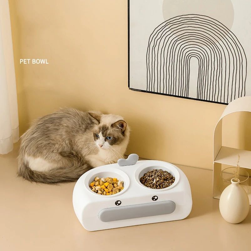 Duck Design Double Pet Bowl for Dogs and Cats
