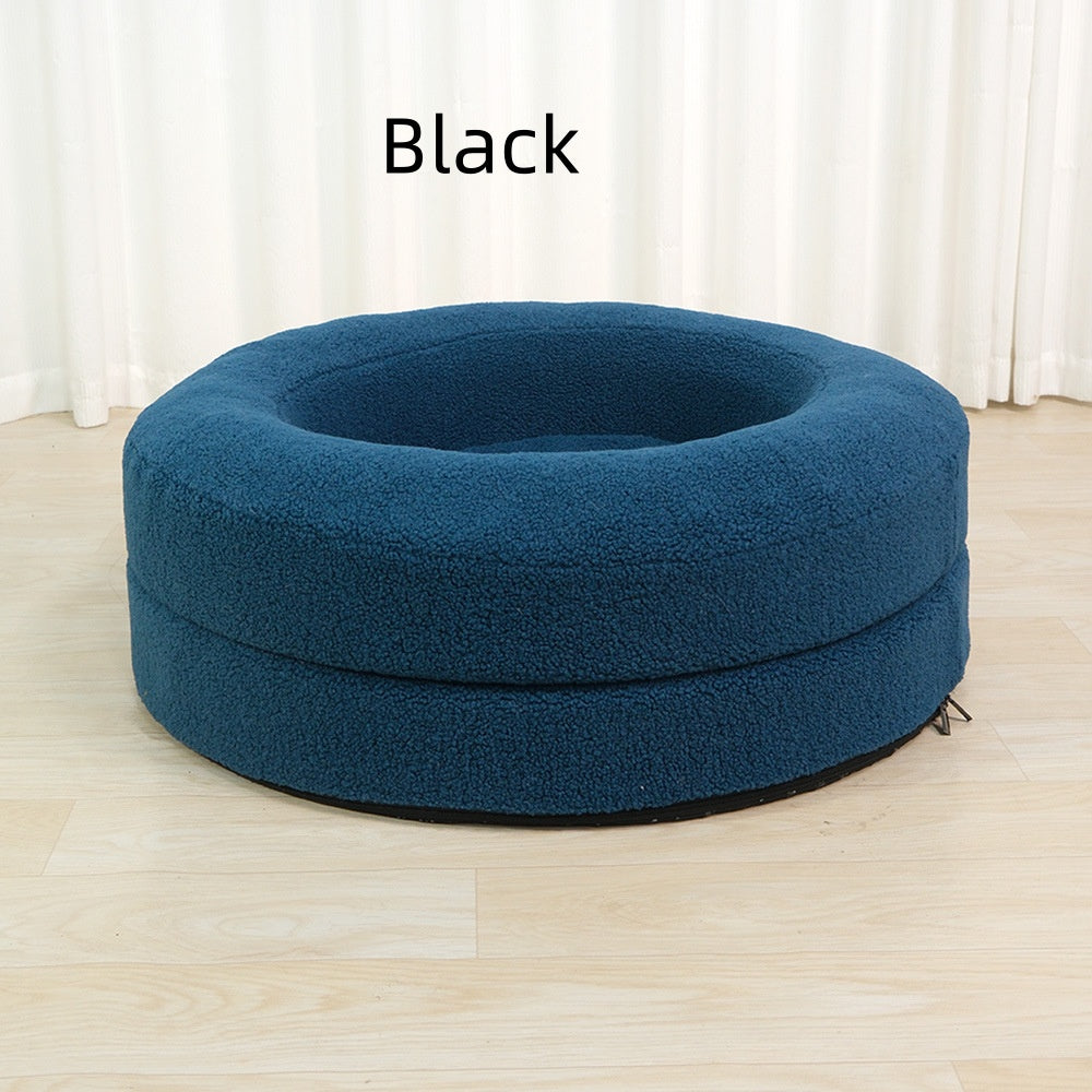 Solid Color Leisure Cat Nest – Soft Round Lambswool Bed (3 Sizes, 5 Colors)