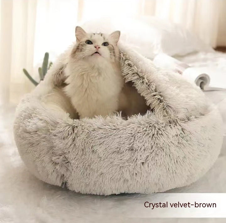Plush Round Pet Bed – Soft Warm Nest for Dogs & Cats (3 Sizes)