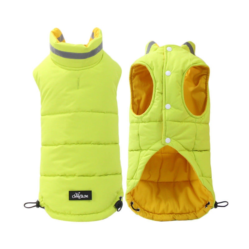 Reflective Waterproof Dog Vest – Thickened Outdoor Jacket in Blue & Green (S–5XL)