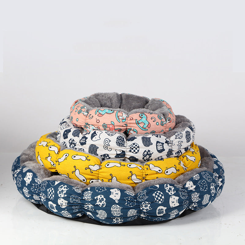 Calming Donut Cat Bed – Fluffy Round Nest for Cats & Small Dogs (4 Sizes)