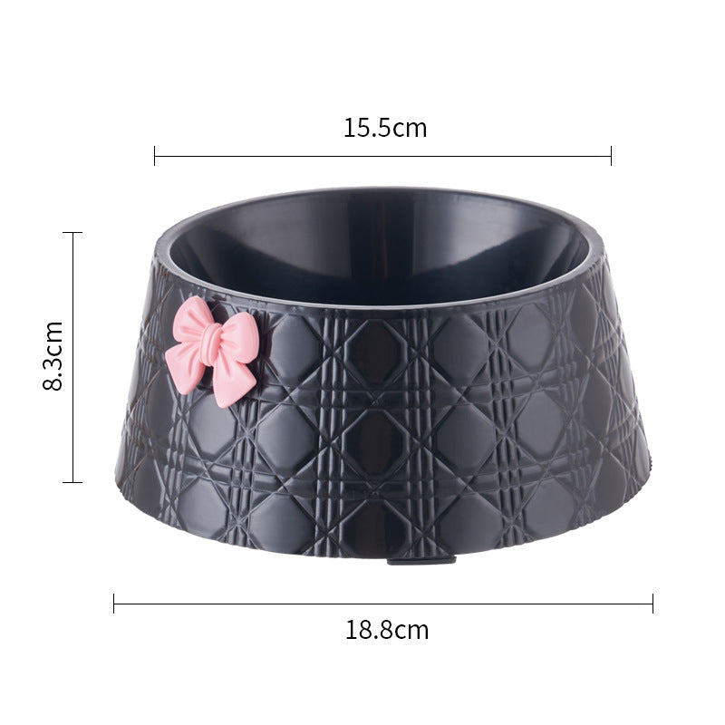 Bowknot Pet Food Bowl Diamond Pattern Feeder for Dogs and Cats