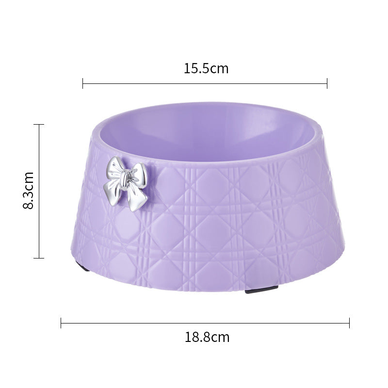 Bowknot Pet Food Bowl Diamond Pattern Feeder for Dogs and Cats