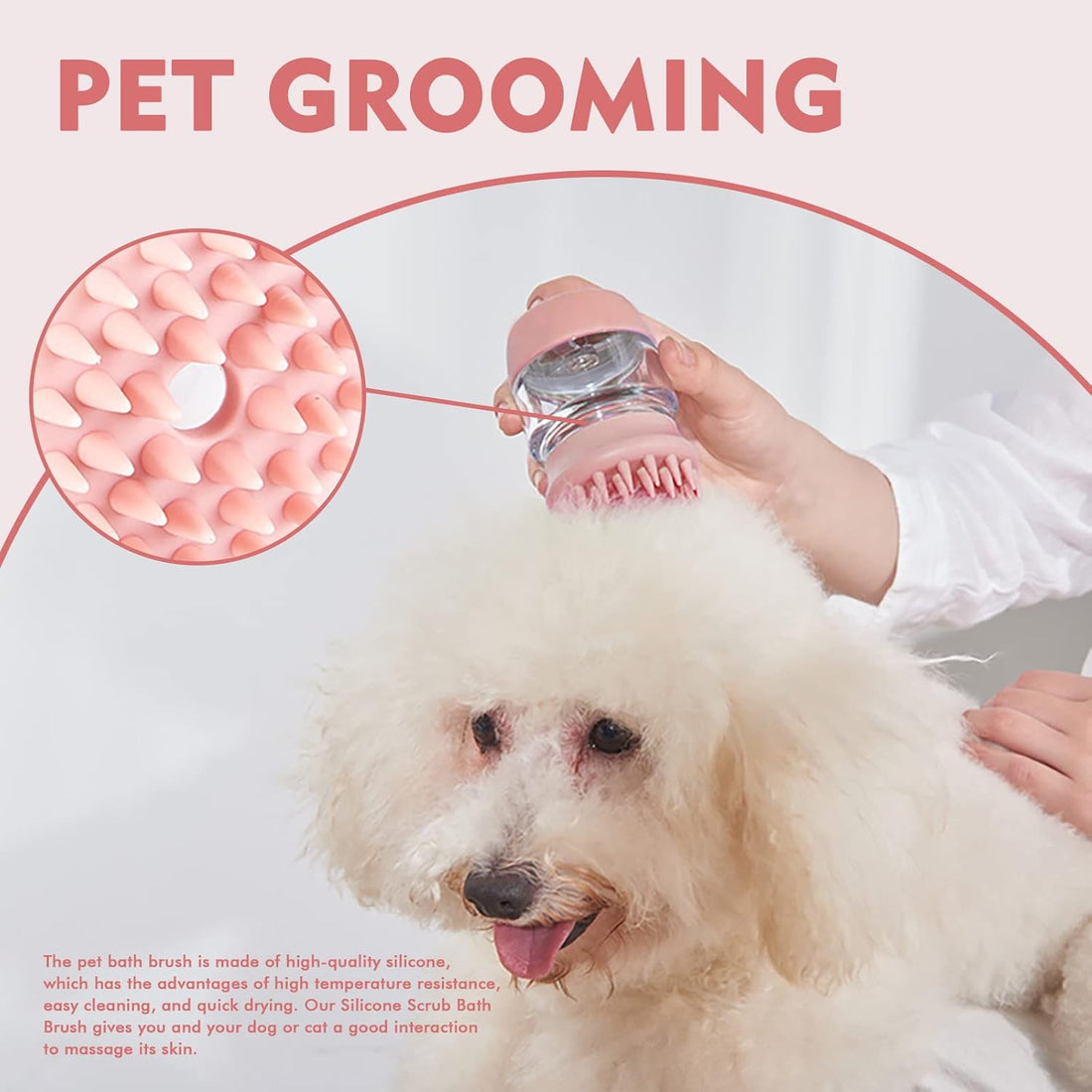 Silicone Pet Bathing and Grooming Brush with Shampoo Dispenser for Cats and Dogs