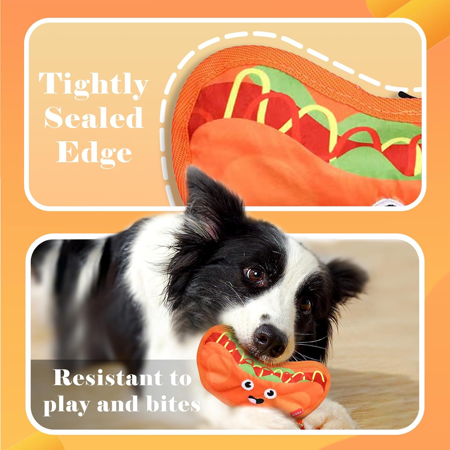 Durable Squeaky Crinkle Dog Toy Hamburger for Puppies and Dogs