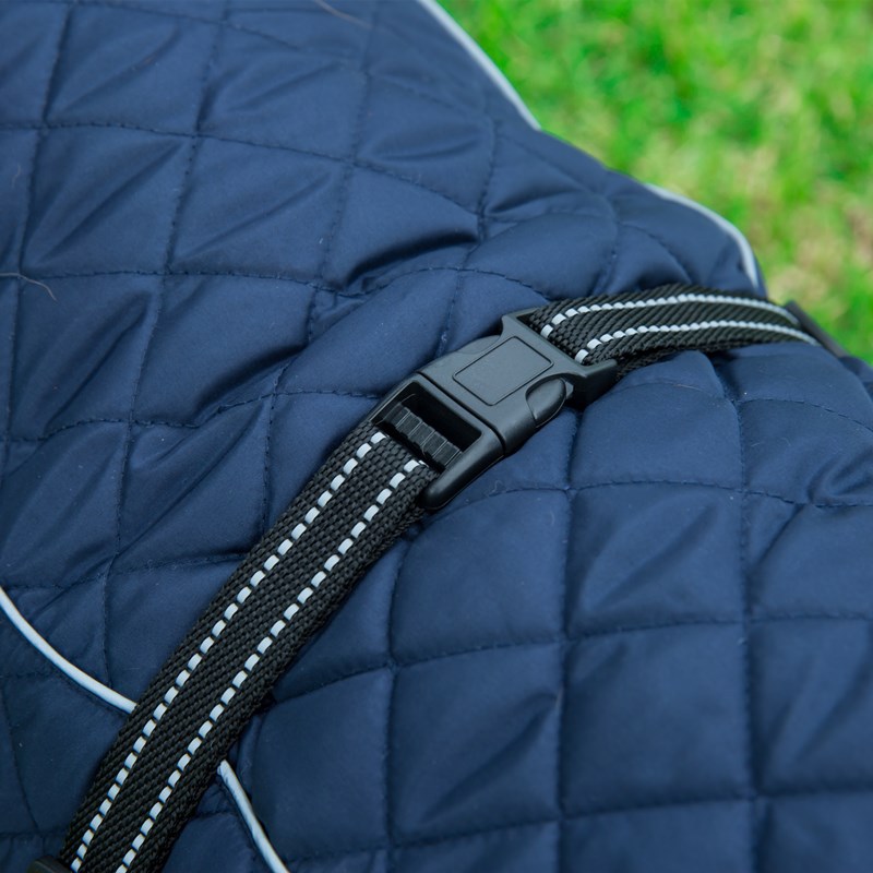 Adjustable Cotton Dog Jacket – Warm Winter Coat in Red & Navy (S–2XL)
