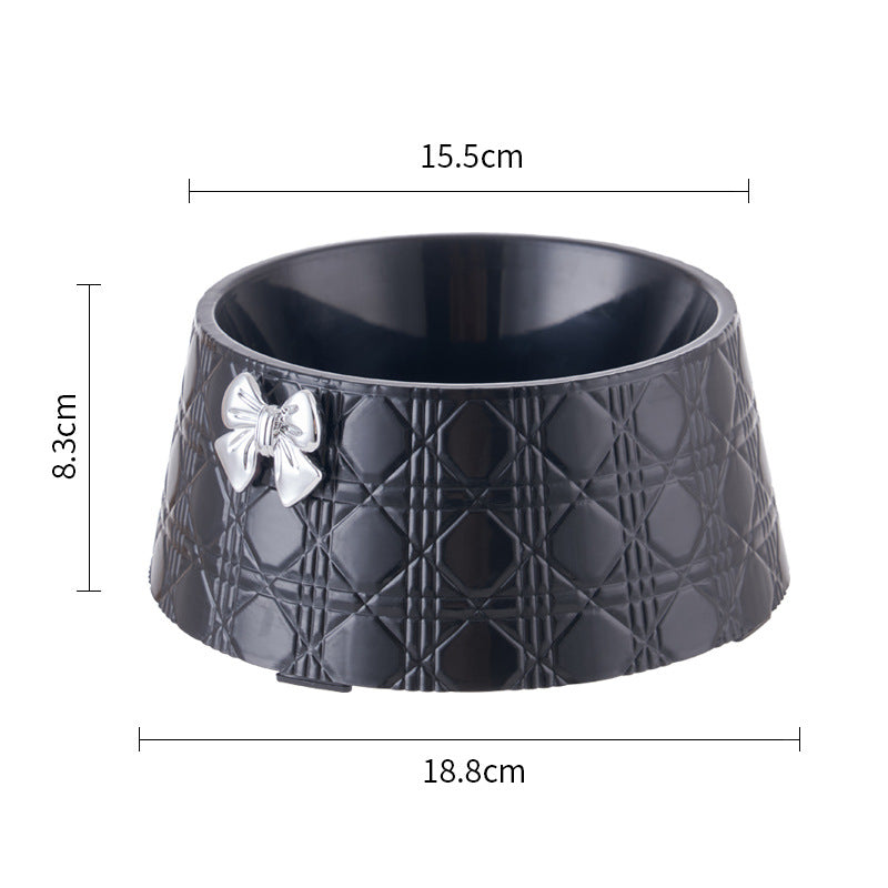 Bowknot Pet Food Bowl Diamond Pattern Feeder for Dogs and Cats