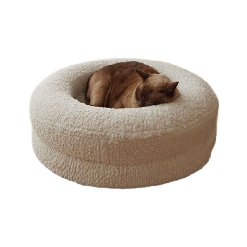 Solid Color Leisure Cat Nest – Soft Round Lambswool Bed (3 Sizes, 5 Colors)
