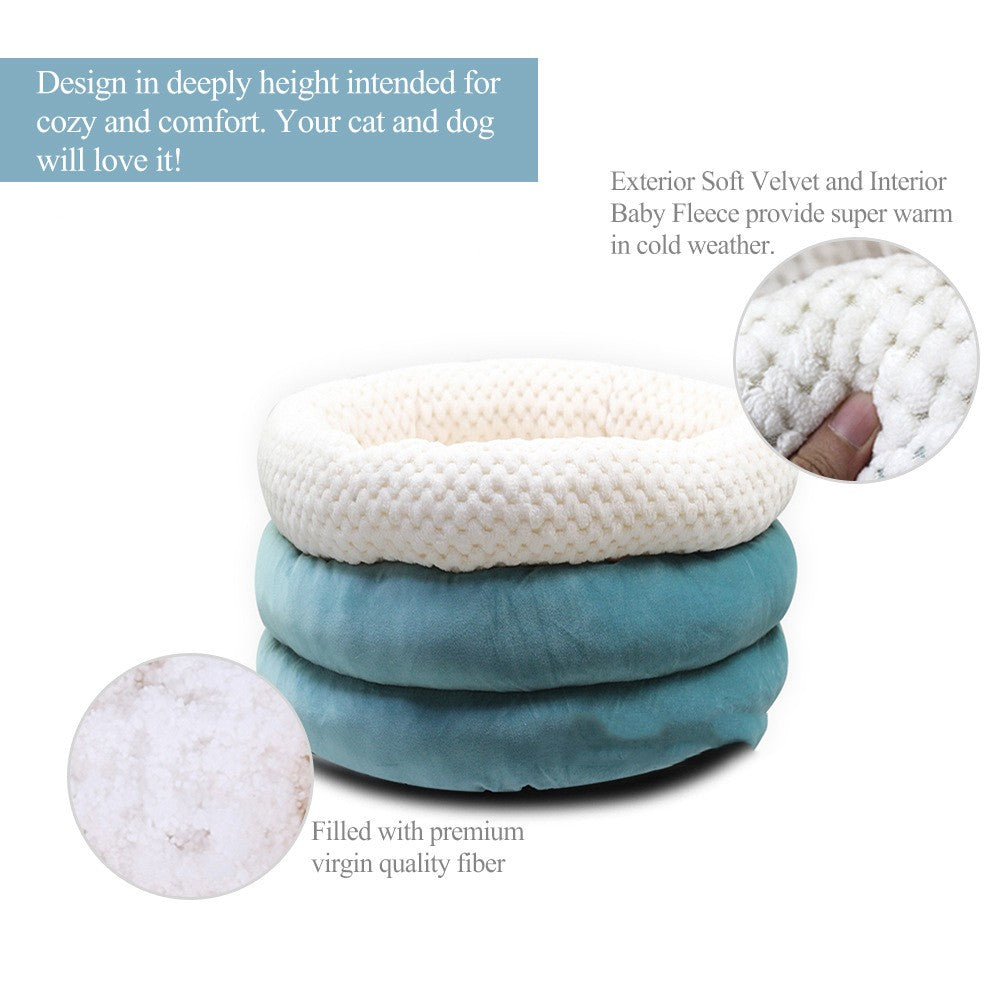 Semi-Enclosed Ice Velvet Pet Bed – Deep Sleep Nest for Dogs & Cats