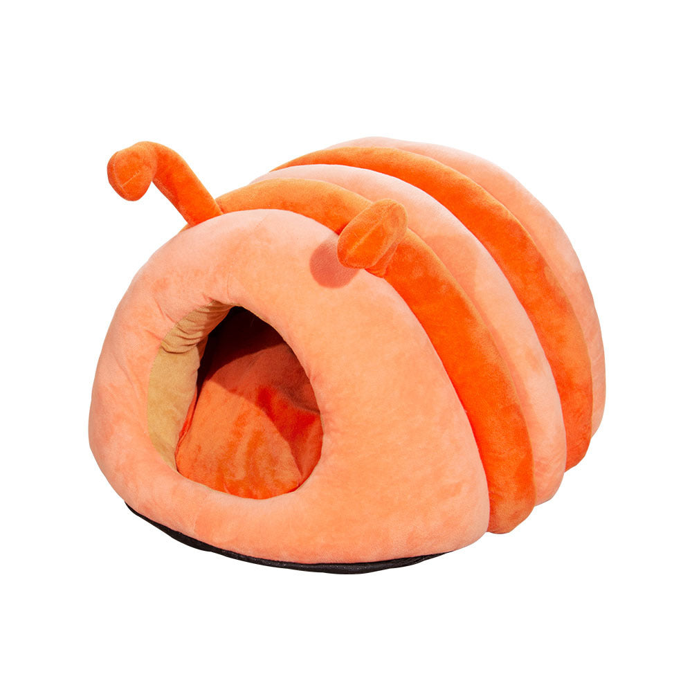Caterpillar Cat Bed – Cozy Winter Plush Nest for Cats (Orange & Green)