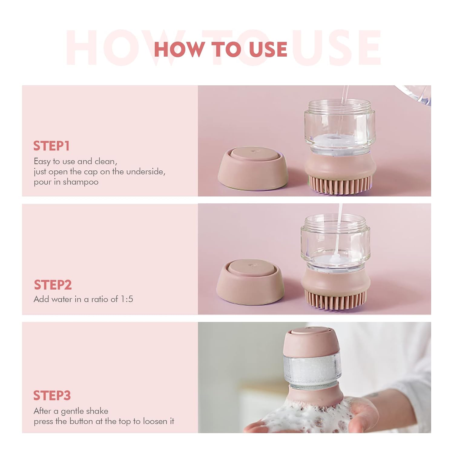 Silicone Pet Bathing and Grooming Brush with Shampoo Dispenser for Cats and Dogs