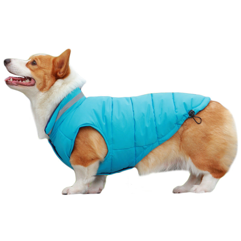 Reflective Waterproof Dog Vest – Thickened Outdoor Jacket in Blue & Green (S–5XL)