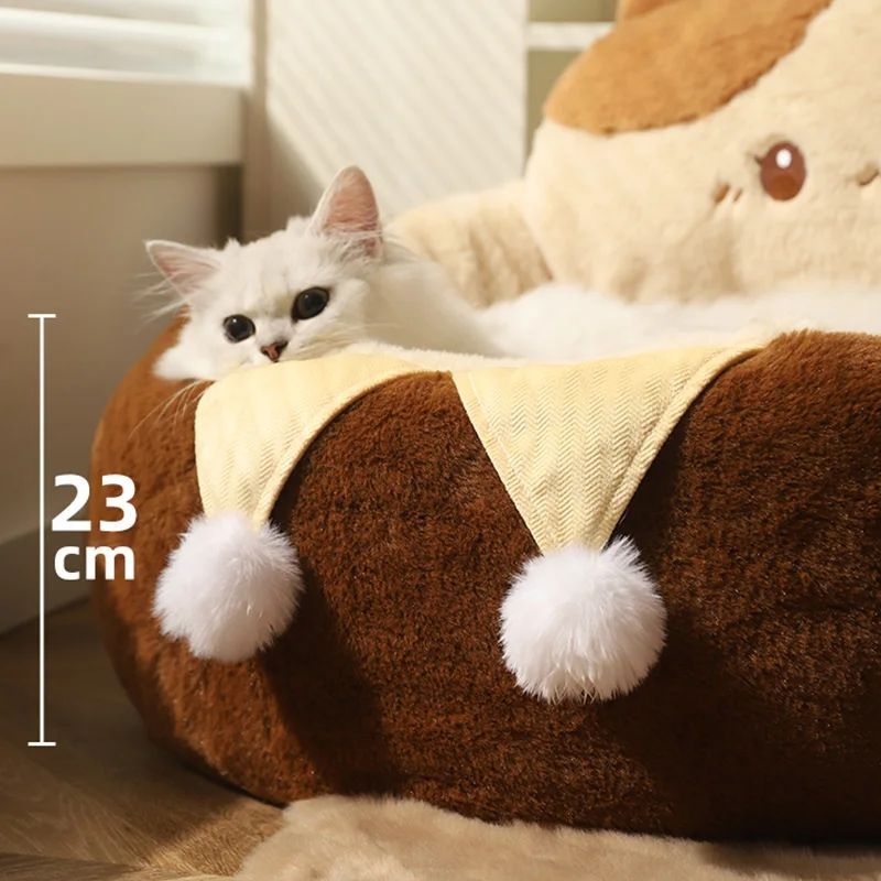 Cozy Round Pet Bed – Warm Plush Cushion for Cats & Dogs (S & M)