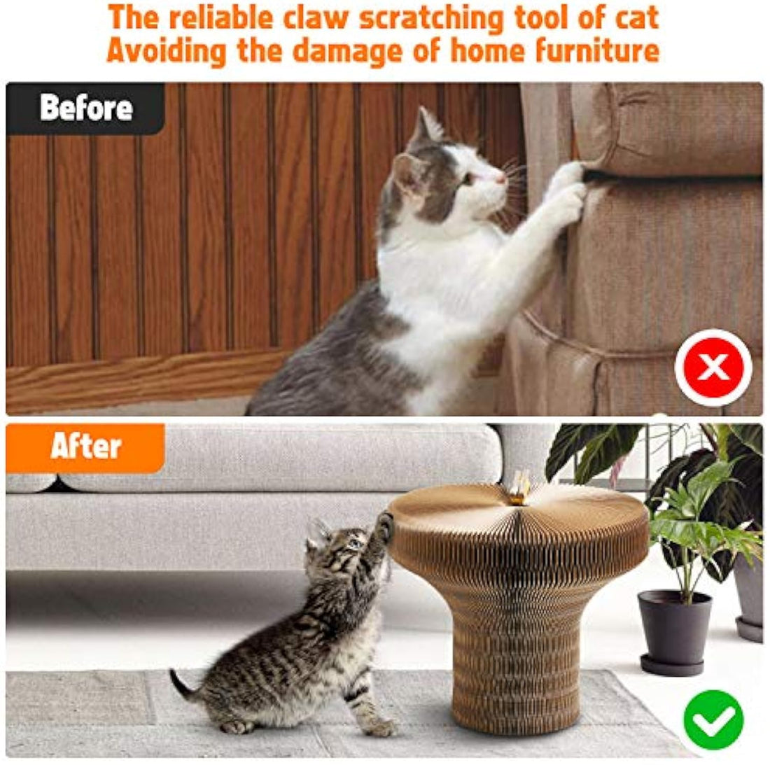 Collapsible Cardboard Cat Scratcher Lounge – Round Corrugated Scratching Bed