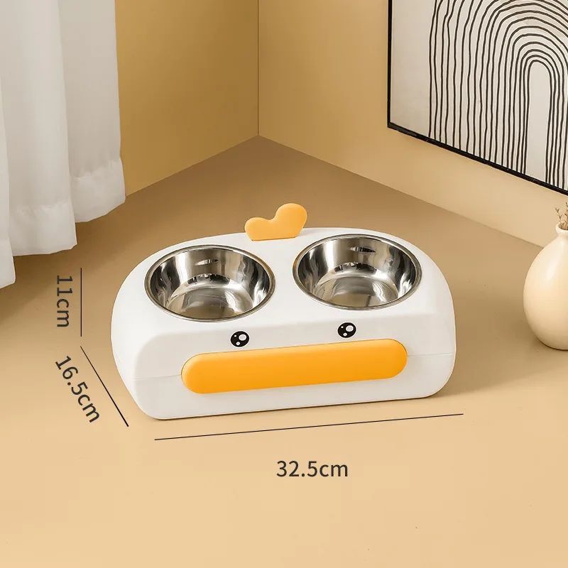 Duck Design Double Pet Bowl for Dogs and Cats