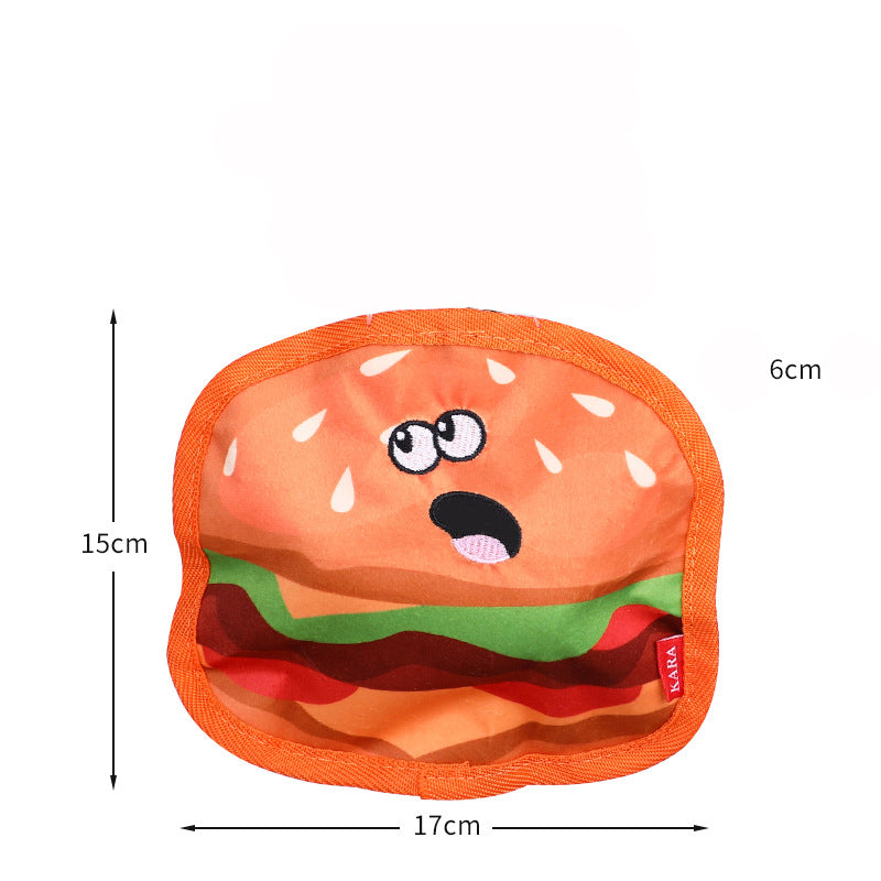 Durable Squeaky Crinkle Dog Toy Hamburger for Puppies and Dogs