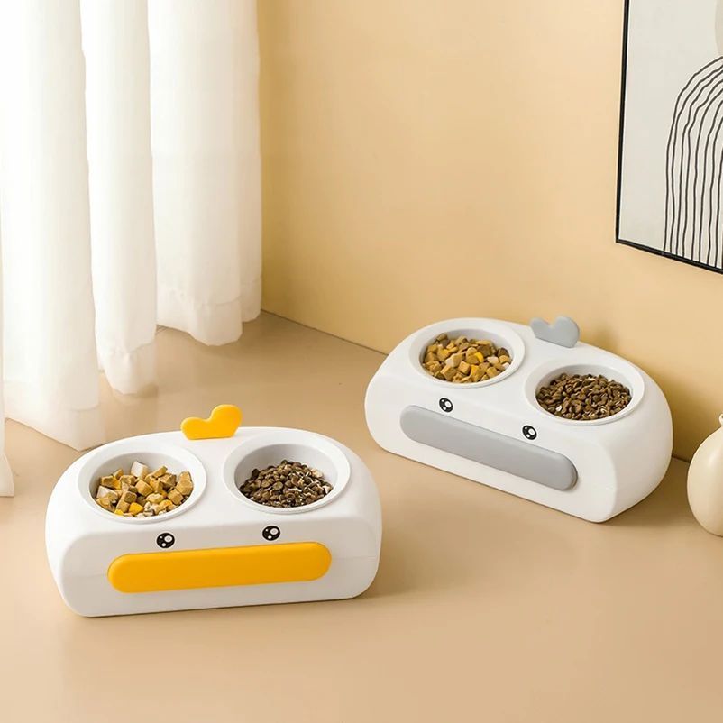 Duck Design Double Pet Bowl for Dogs and Cats