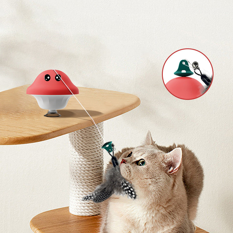 Retractable Cat Wand Toy Suction Cup Interactive Teaser for Kittens