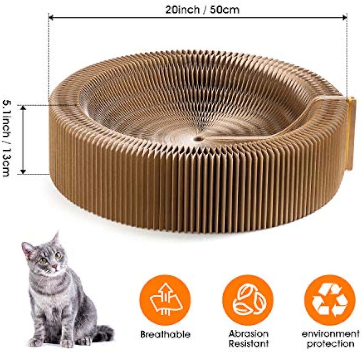 Collapsible Cardboard Cat Scratcher Lounge – Round Corrugated Scratching Bed