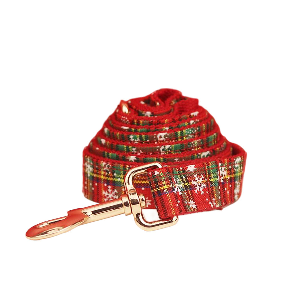 Christmas Plaid Dog Collar & Leash Set – Festive Bowknot Design (XS–XL, 5 Styles)