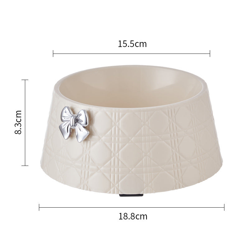 Bowknot Pet Food Bowl Diamond Pattern Feeder for Dogs and Cats