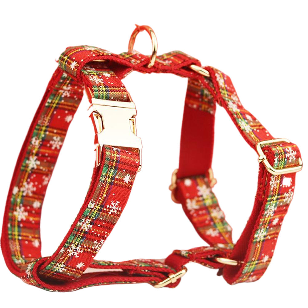 Christmas Plaid Dog Collar & Leash Set – Festive Bowknot Design (XS–XL, 5 Styles)