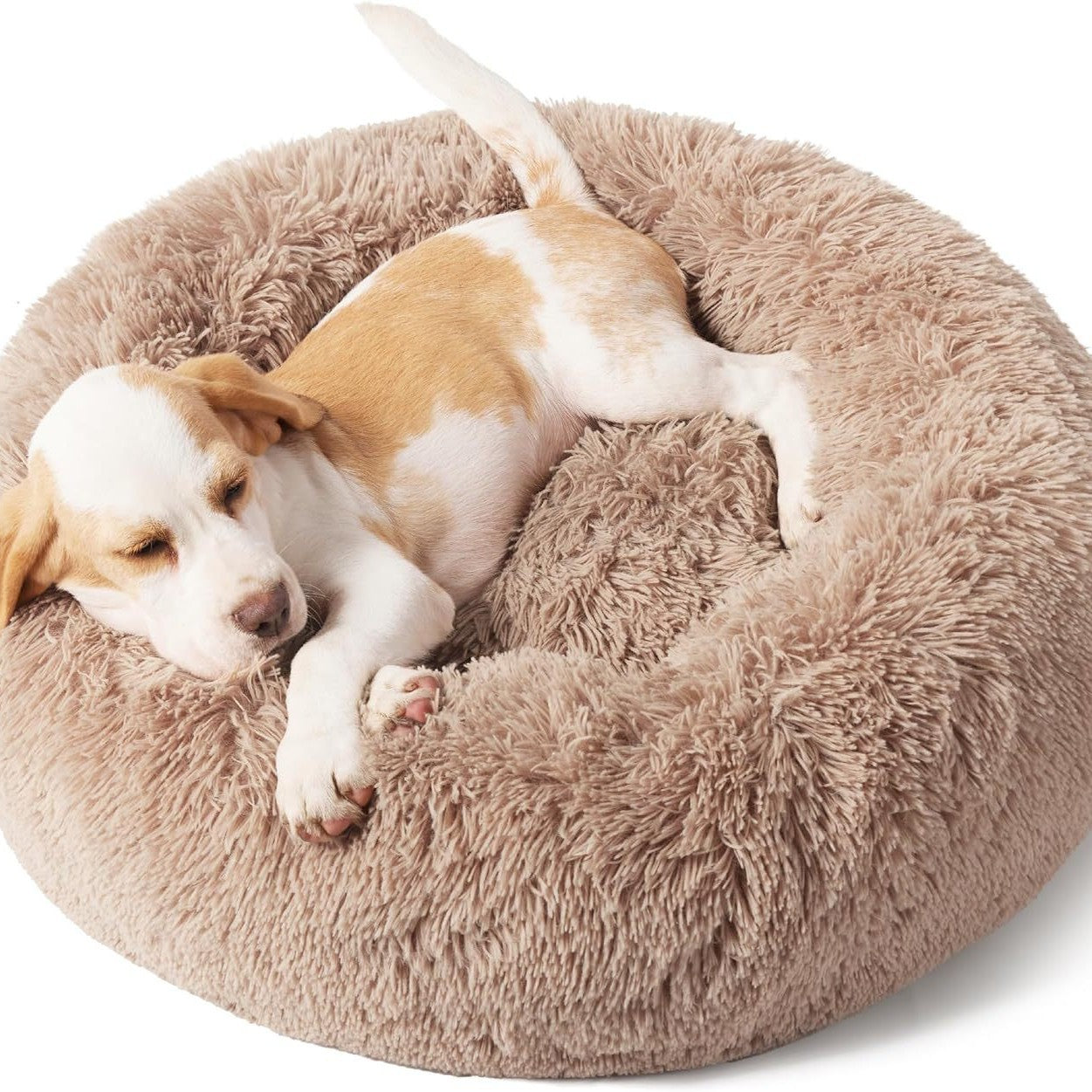Non-Slip Round Fluffy Dog Bed – Indoor Plush Pet Mat in 5 Colors (5 Sizes)
