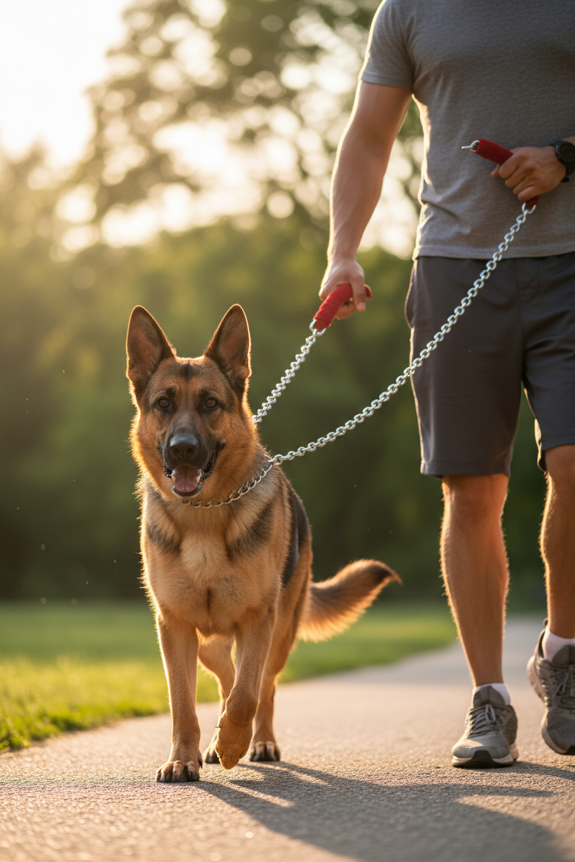 Heavy Duty Chain Dog Leash Lifestyle